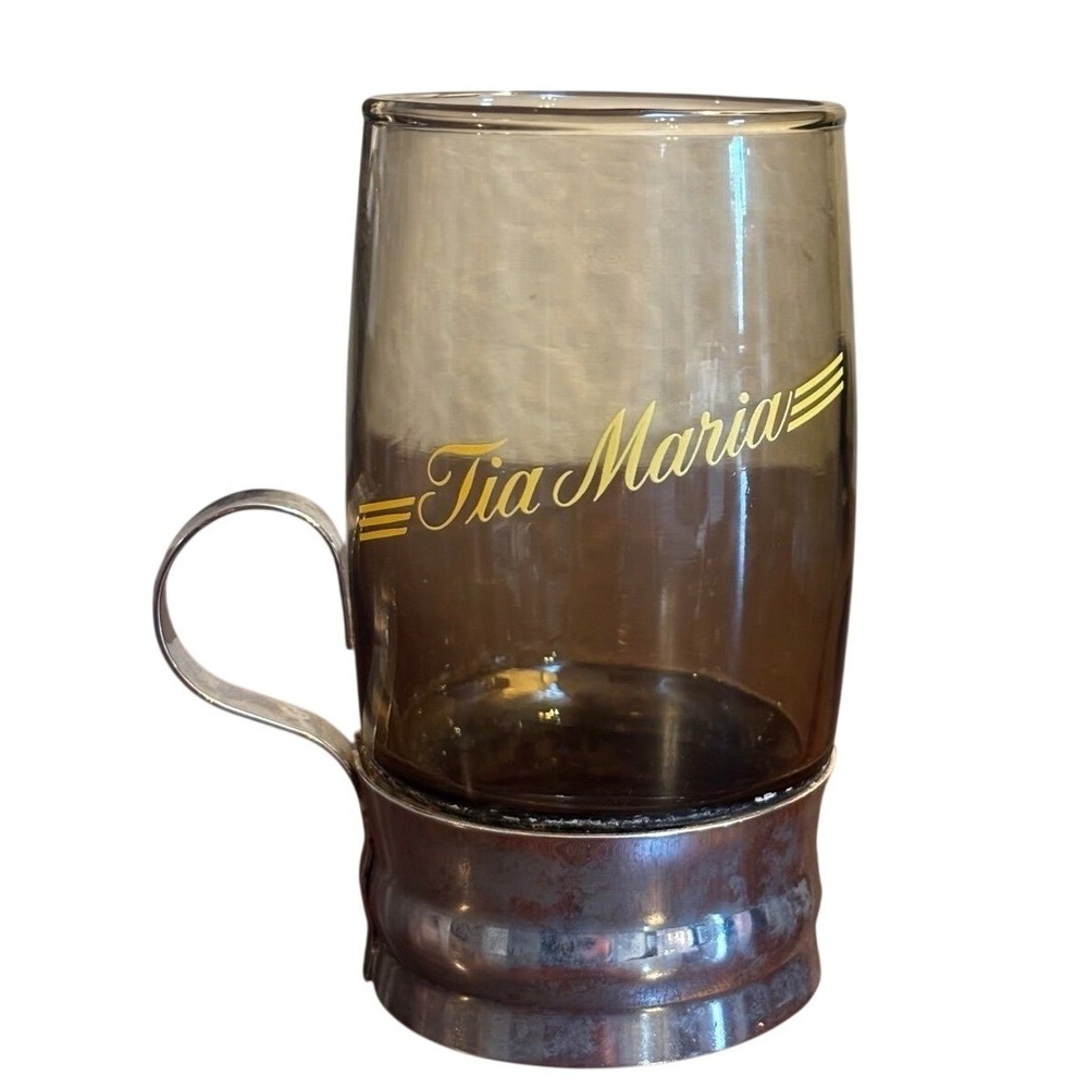 Tia Maria Hot Toddy Irish Coffee Mug Amber Brown Glass Vintage 1970s